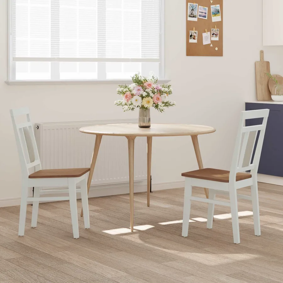 Chaise de salle à manger 2 pcs Blanc et Naturel - 3