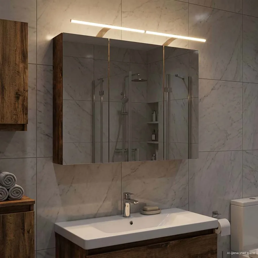 Armoire Miroir de Salle de Bain Chêne fumé 100 x 14,5 x 70 cm