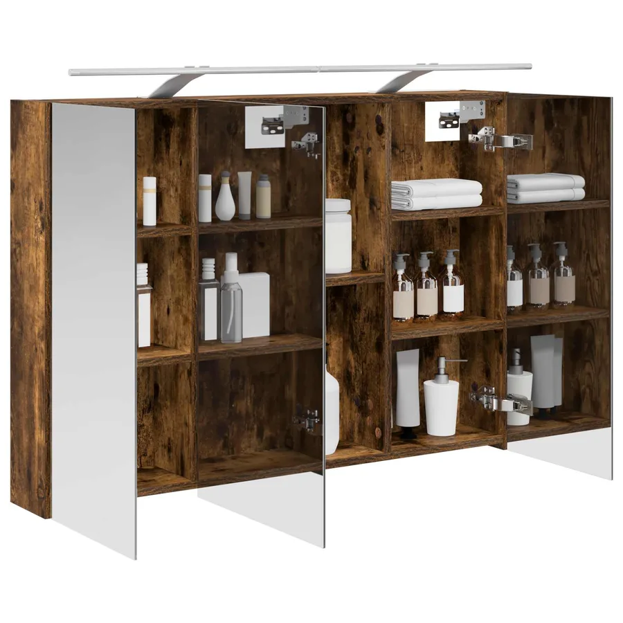 Armoire Miroir de Salle de Bain Chêne fumé 100 x 14,5 x 70 cm - 3