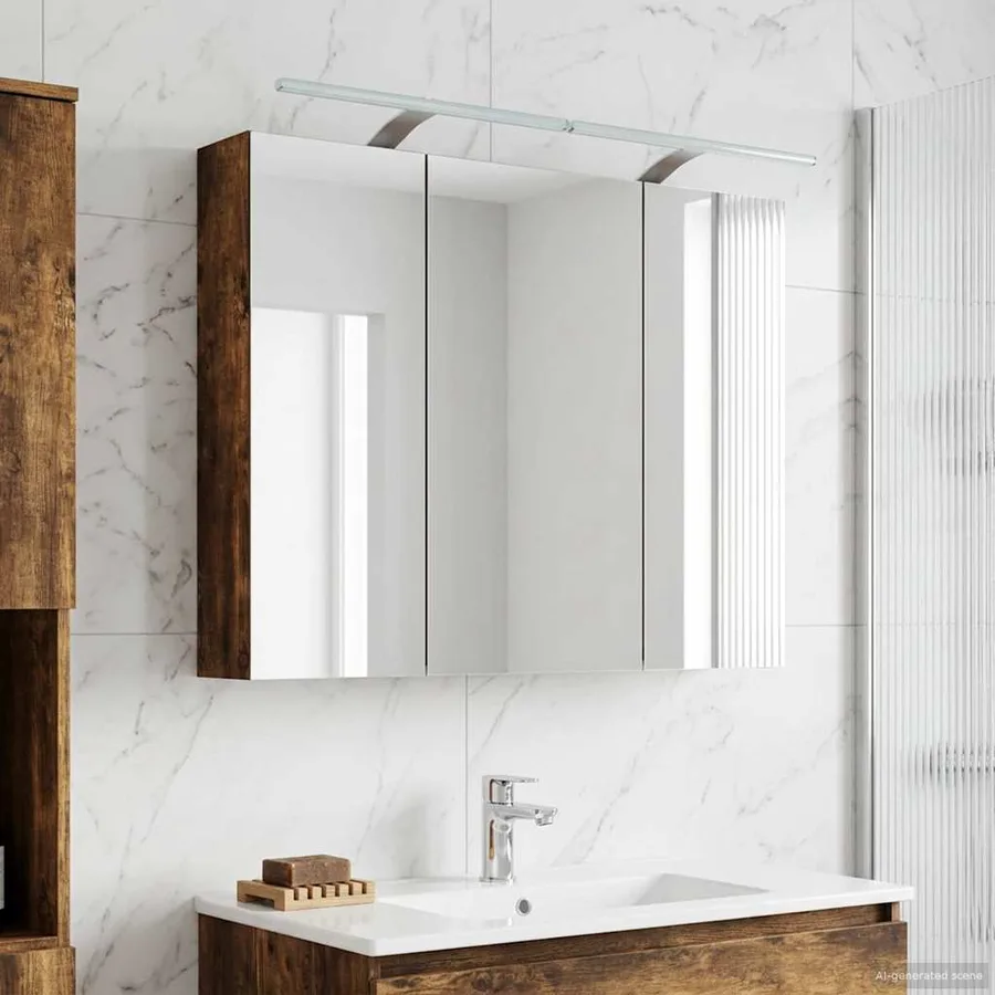 Armoire Miroir de Salle de Bain Chêne fumé 100 x 14,5 x 70 cm - 4