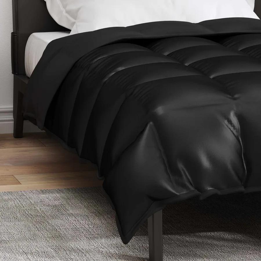 Duvet d'hiver Noir 140 x 200 cm Satin et Microfibre - 4