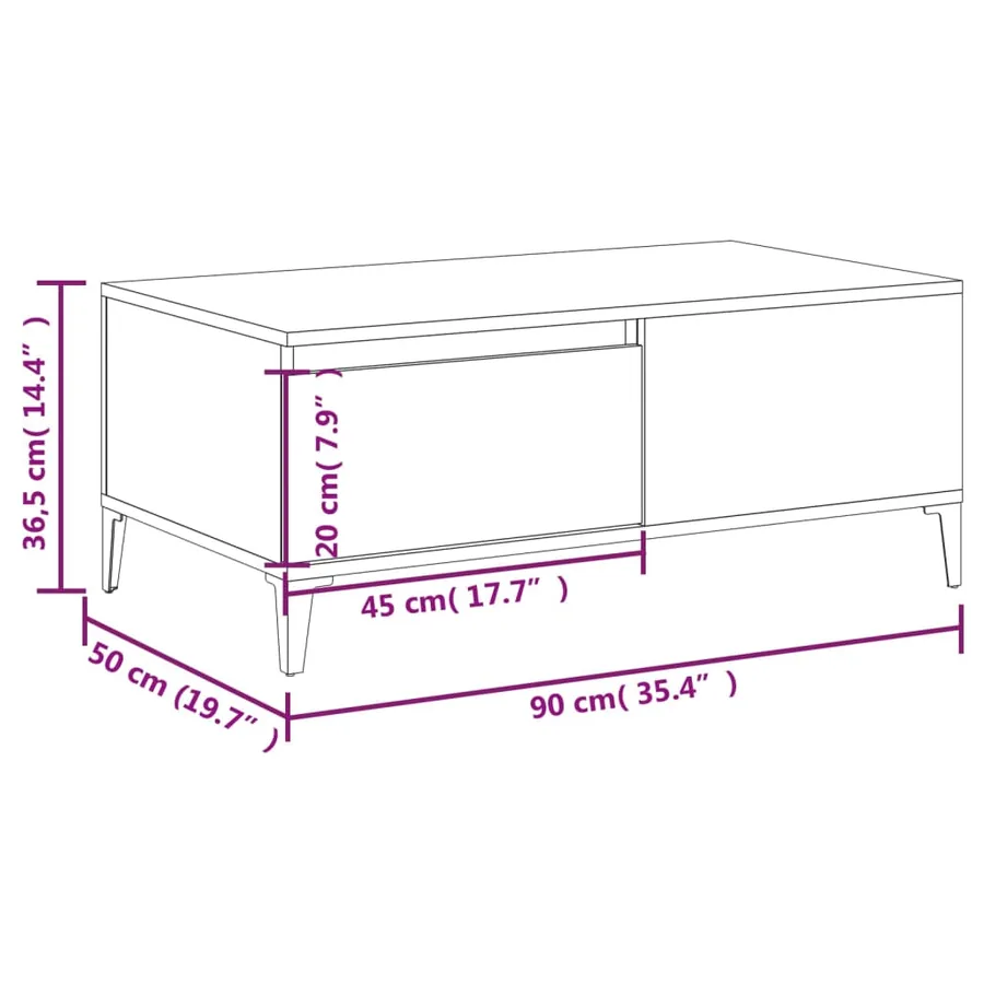 Table basse Chêne marron 90x50x36,5 cm Bois d'ingénierie - 10