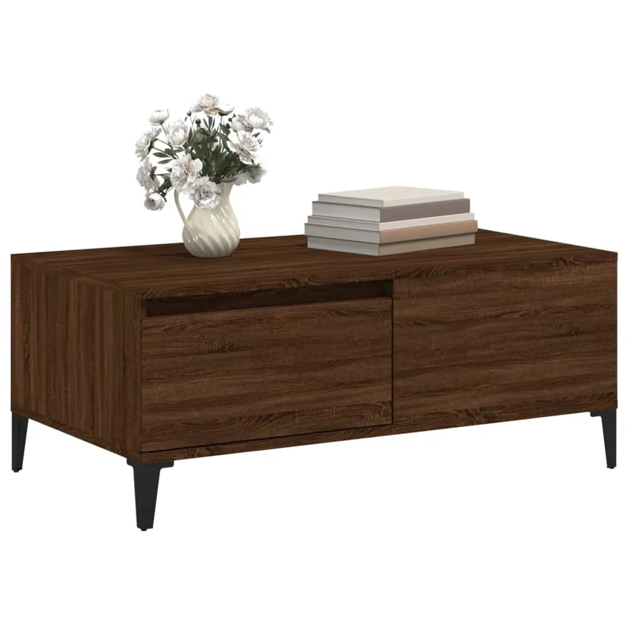 Table basse Chêne marron 90x50x36,5 cm Bois d'ingénierie - 4