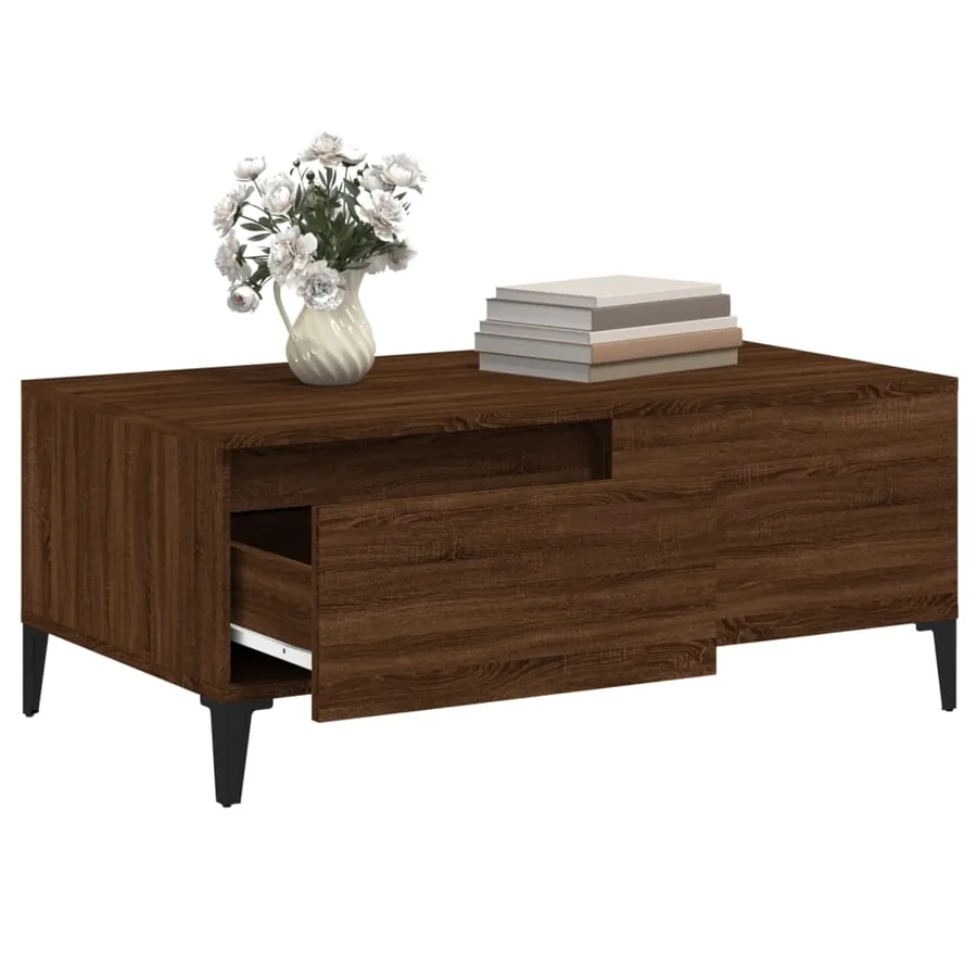 Table basse Chêne marron 90x50x36,5 cm Bois d'ingénierie - 5