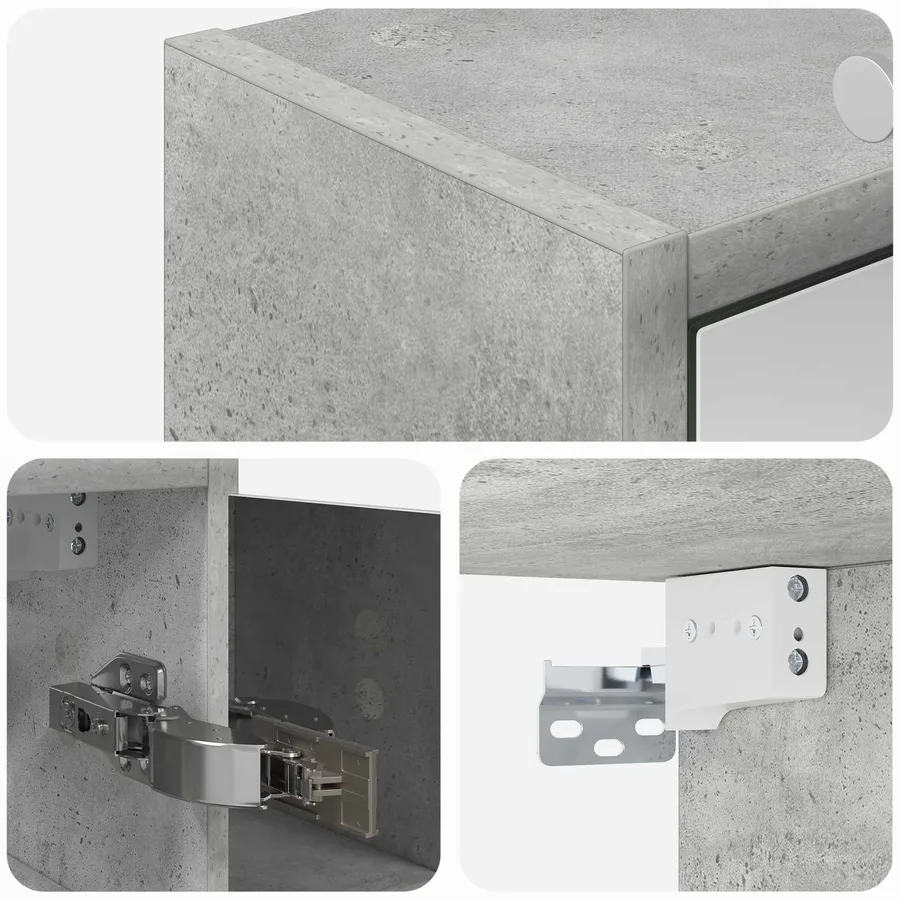 Armoire Miroir de Salle de Bain Gris béton 73,5 x 16 x 62,5 cm - 10