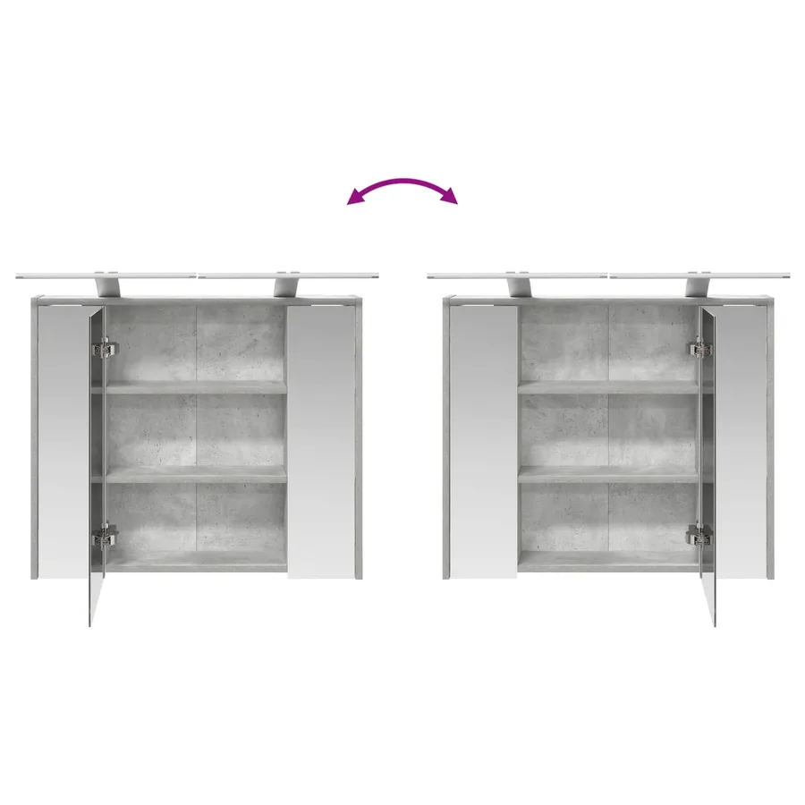 Armoire Miroir de Salle de Bain Gris béton 73,5 x 16 x 62,5 cm - 12