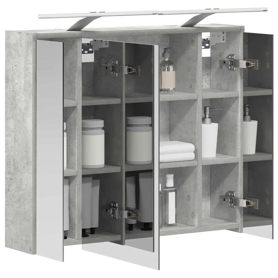Armoire Miroir de Salle de Bain Gris béton 73,5 x 16 x 62,5 cm - 3