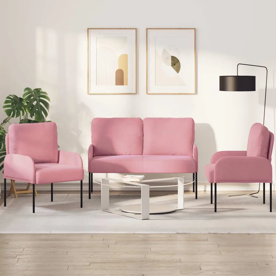 Ensembles de canapés 3 pcs Rose 115 x 56 x 80 cm Contreplaqué