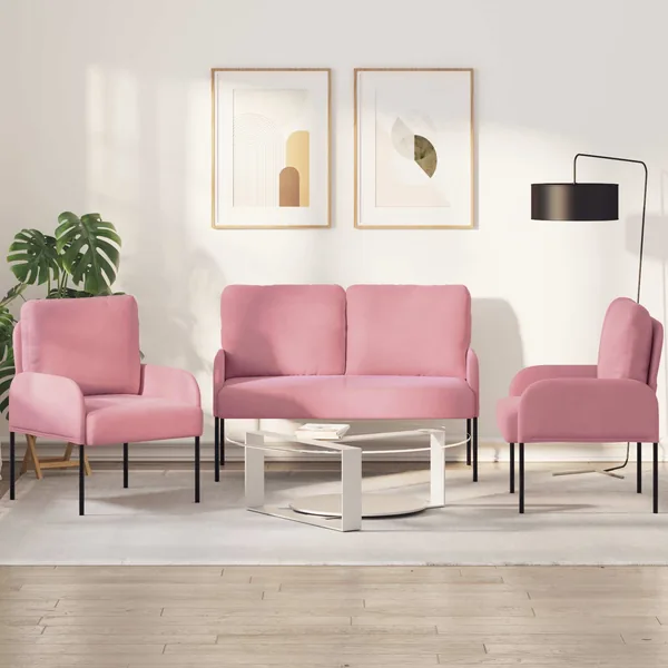 Ensembles de canapés 3 pcs Rose 115 x 56 x 80 cm Contreplaqué