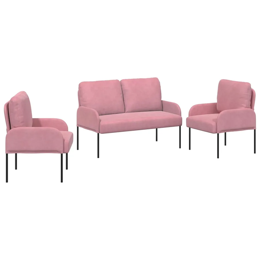 Ensembles de canapés 3 pcs Rose 115 x 56 x 80 cm Contreplaqué - 2