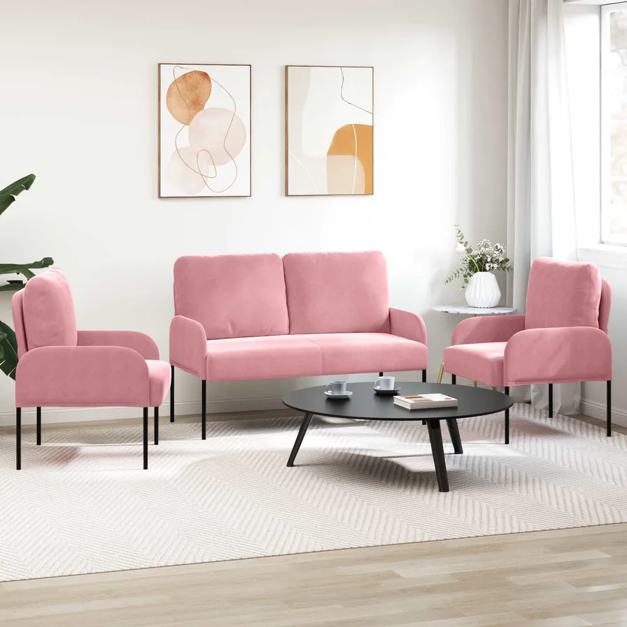 Ensembles de canapés 3 pcs Rose 115 x 56 x 80 cm Contreplaqué - 3