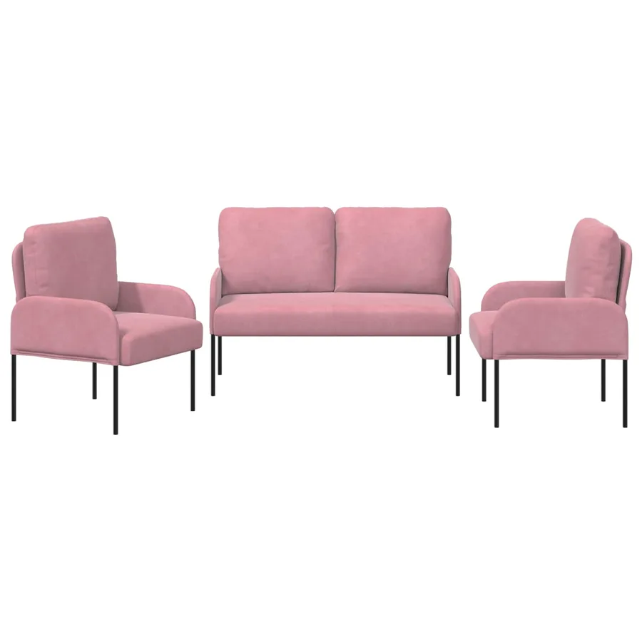 Ensembles de canapés 3 pcs Rose 115 x 56 x 80 cm Contreplaqué - 6