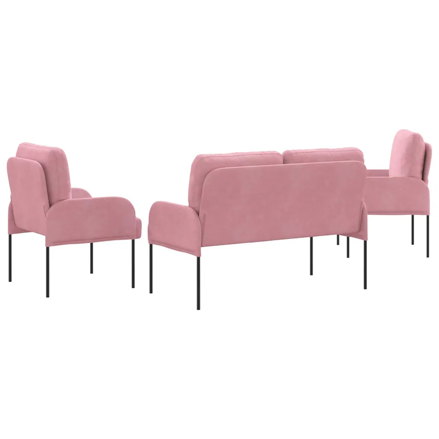 Ensembles de canapés 3 pcs Rose 115 x 56 x 80 cm Contreplaqué - 7
