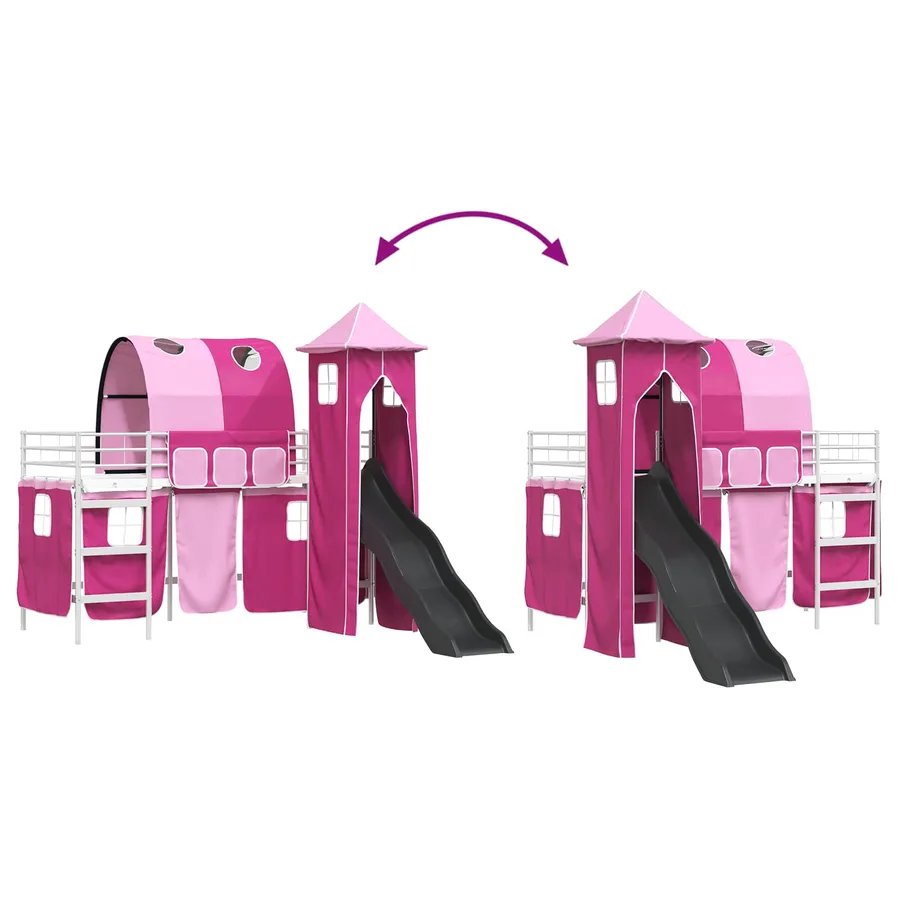 Lit mezzanine pour enfants Uni Blanc et rose 75 x 190 cm métal - 12
