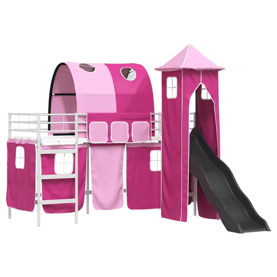 Lit mezzanine pour enfants Uni Blanc et rose 75 x 190 cm métal - 4