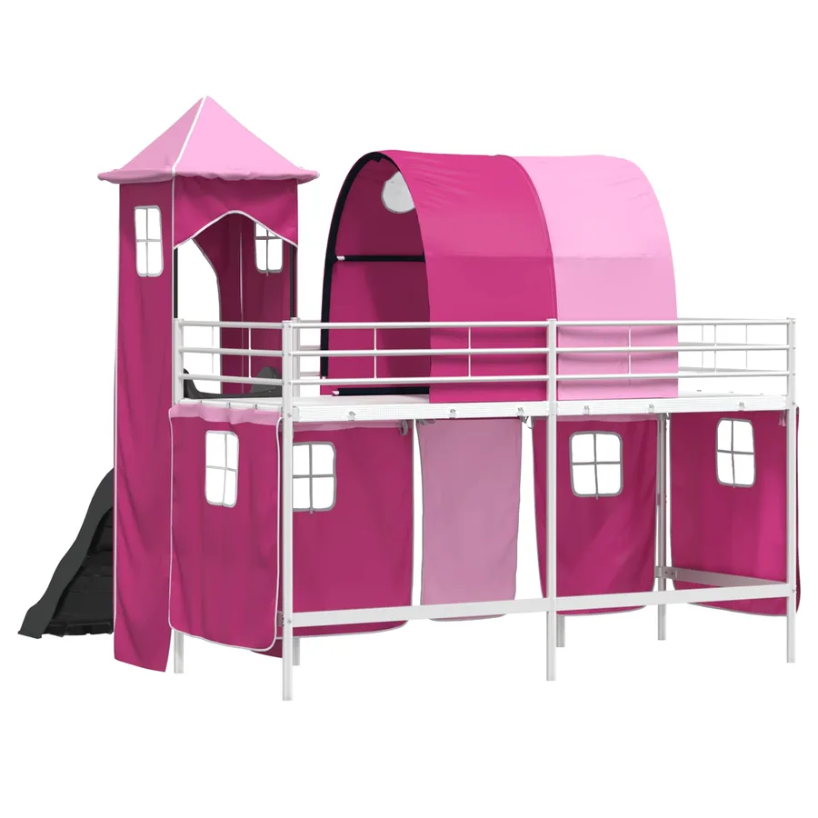 Lit mezzanine pour enfants Uni Blanc et rose 75 x 190 cm métal - 8