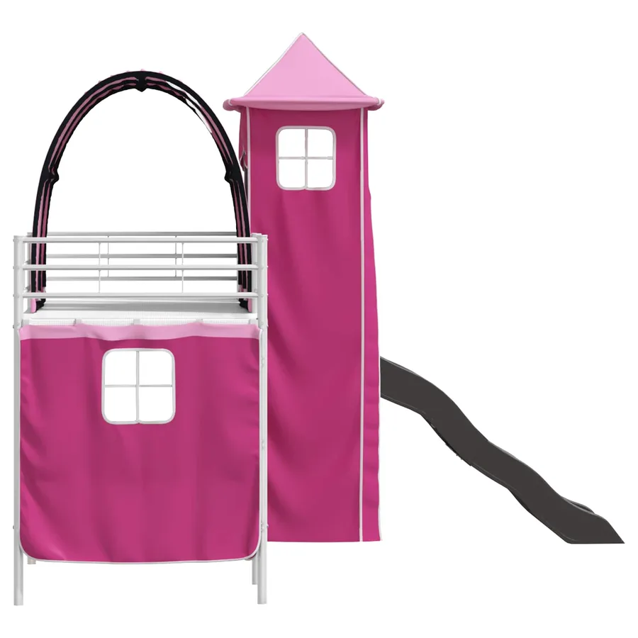 Lit mezzanine pour enfants Uni Blanc et rose 75 x 190 cm métal - 9