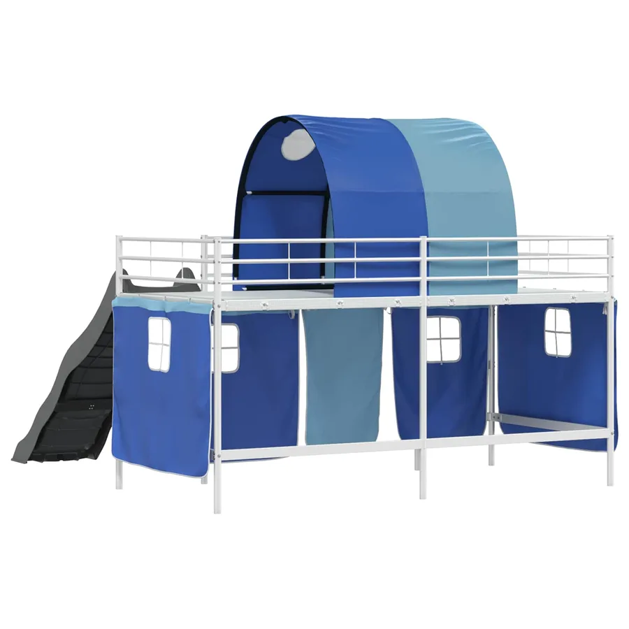 Lit mezzanine pour enfants Blanc et Bleu 100 x 200 cm Métал - 8