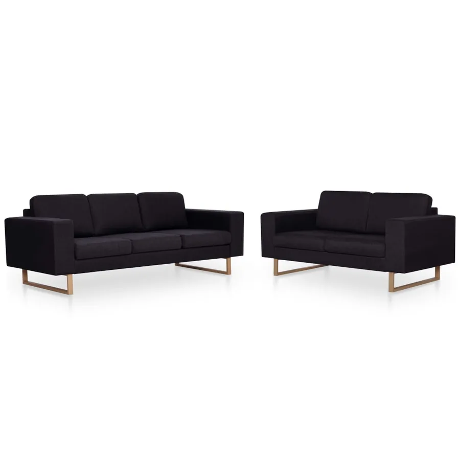 Ensemble de canapé 2 pcs tissu noir - 2