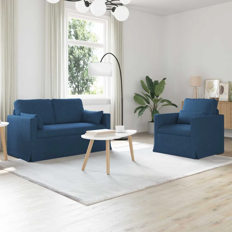 Ensemble de Canapés 2 pcs Bleu 139 x 78 x 80 cm tissu