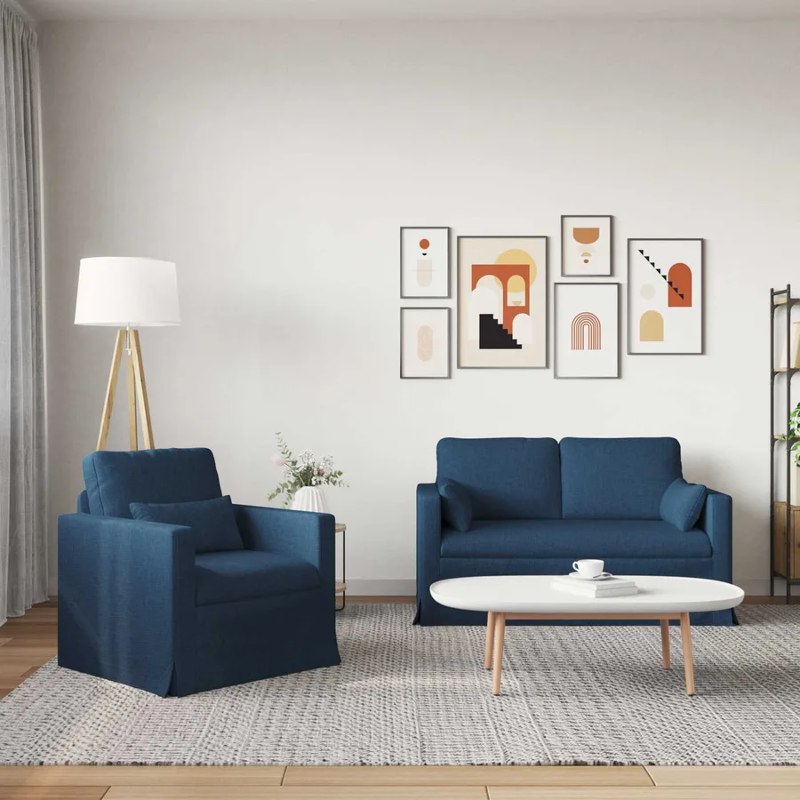 Ensemble de Canapés 2 pcs Bleu 139 x 78 x 80 cm tissu - 3