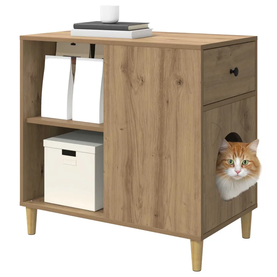 Maison pour chat Chêne artisan 72 x 42.5 x 70 cm - 3