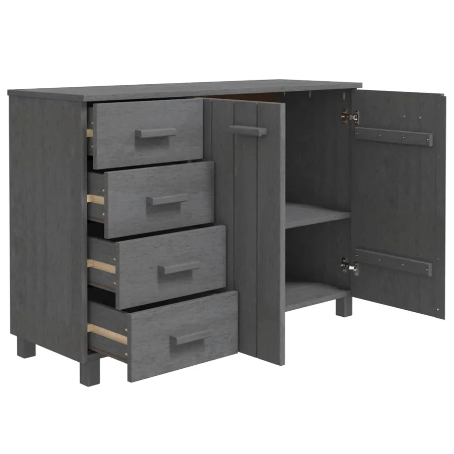 Buffet HAMAR Gris foncé 113x40x80 cm Bois massif de pin - 3