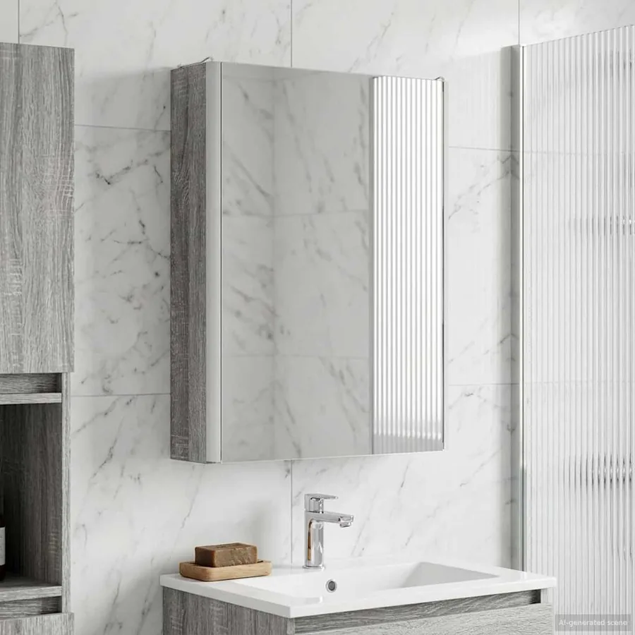 Armoire Miroir de Salle de Bain Gris Sonoma 43 x 11,5 x 60,5 cm