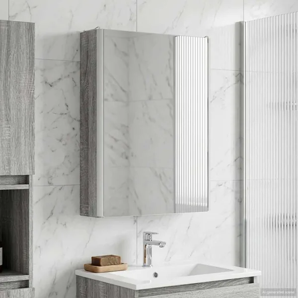 Armoire Miroir de Salle de Bain Gris Sonoma 43 x 11,5 x 60,5 cm