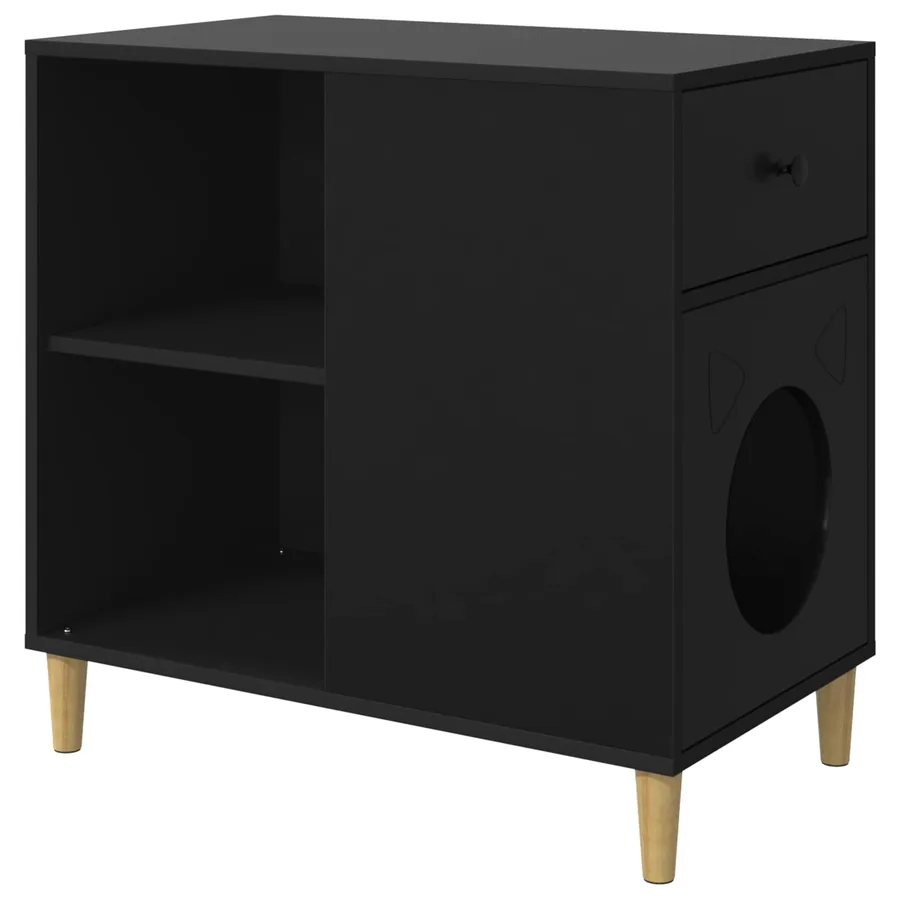 Maison pour chat Noir 72 x 42.5 x 70 cm Bois d'ingénierie - 2