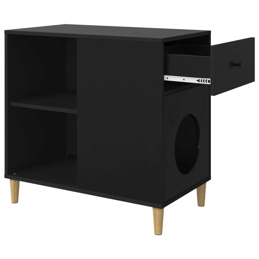 Maison pour chat Noir 72 x 42.5 x 70 cm Bois d'ingénierie - 5