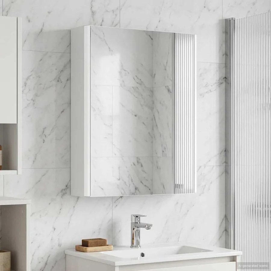 Armoire Miroir de Salle de Bain Blanc 43 x 11,5 x 60,5 cm