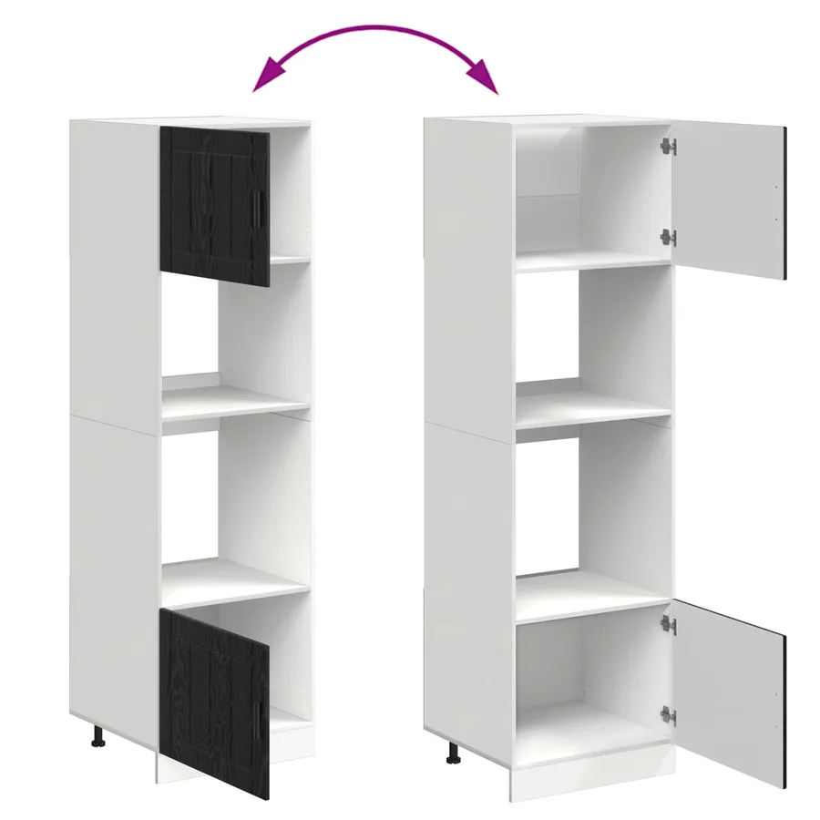 Armoire de four PORTO Chêne noir 60 x 57 x 207 cm - 10