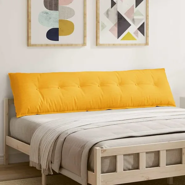 Coussin de Dos Jaune clair 200 x 50 cm Tissu en velours côtelé