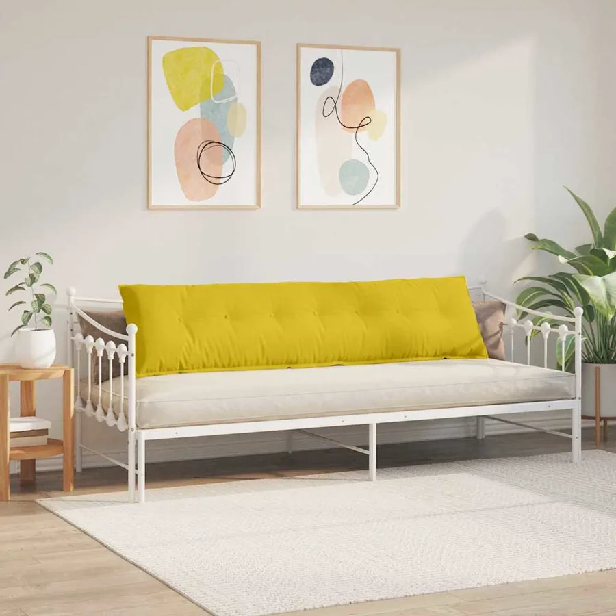 Coussin de Dos Jaune 200 x 50 cm Tissu en velours côtelé - 4