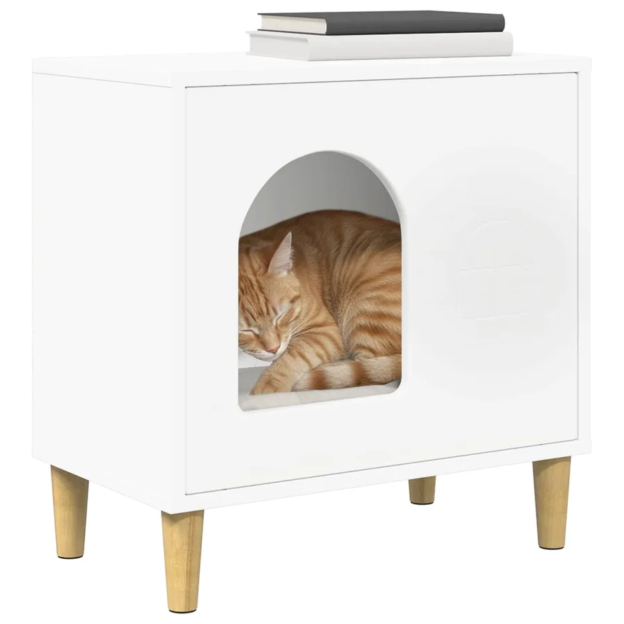 Maison pour chat Blanc 51 x 30 x 52 cm Bois d'ingénierie - 3