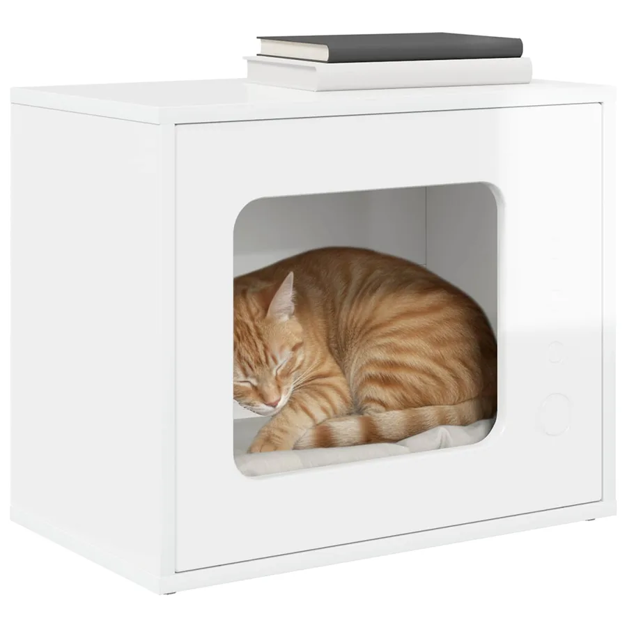 Maison pour chat Blanc Brillant 51 x 30 x 42,5 cm - 3
