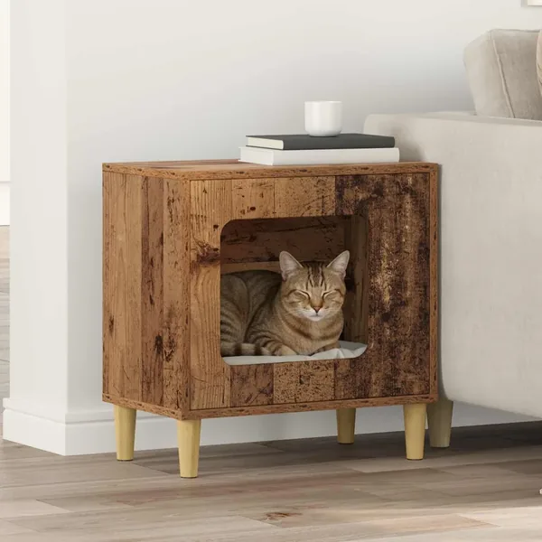 Maison pour chat Bois ancien 51 x 30 x 52 cm Bois d'ingénierie