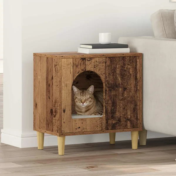 Maison pour chat Bois ancien 51 x 30 x 52 cm Bois d'ingénierie