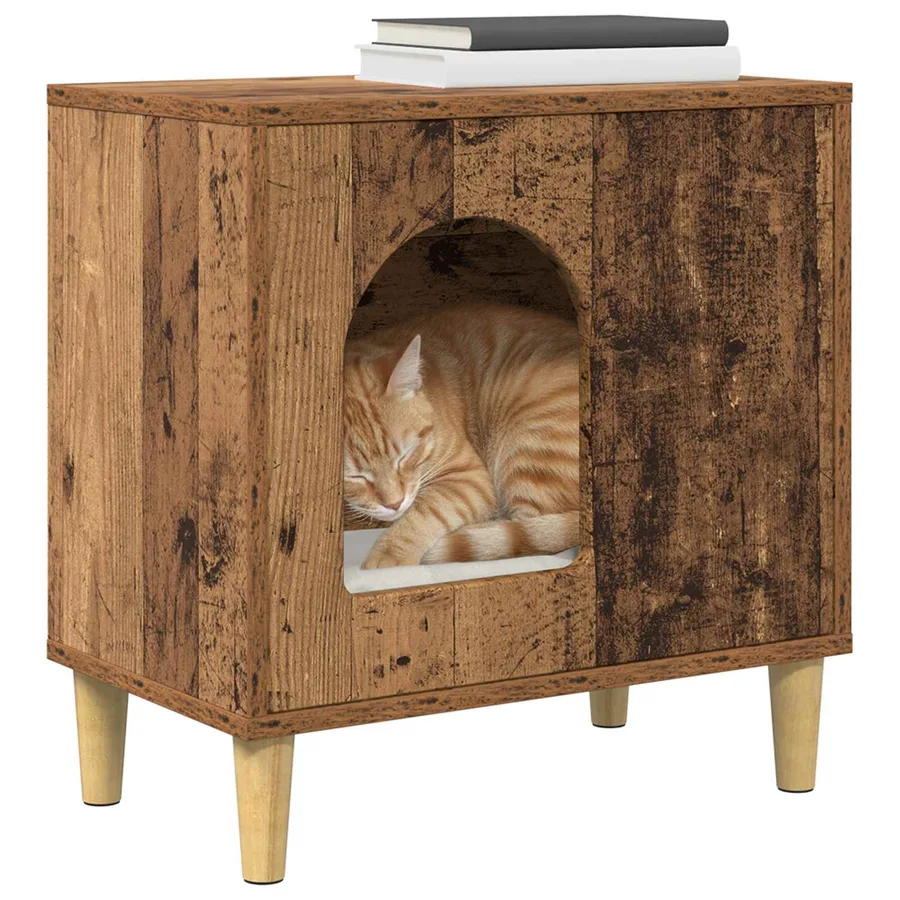 Maison pour chat Bois ancien 51 x 30 x 52 cm Bois d'ingénierie - 3