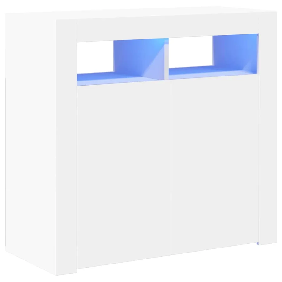 Buffet avec lumières LED Blanc 80x35x75 cm - 2