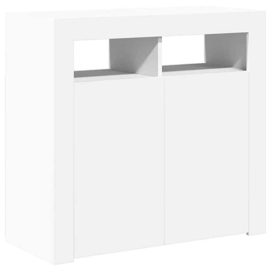Buffet avec lumières LED Blanc 80x35x75 cm - 8