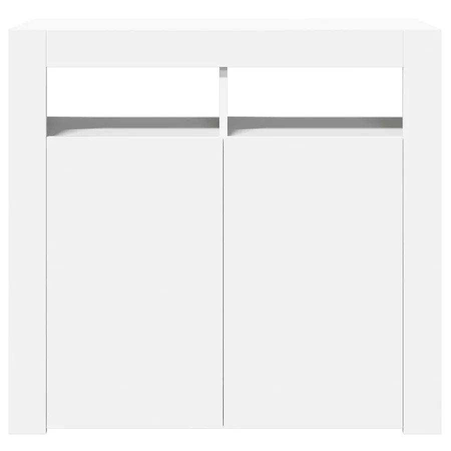 Buffet avec lumières LED Blanc 80x35x75 cm - 9