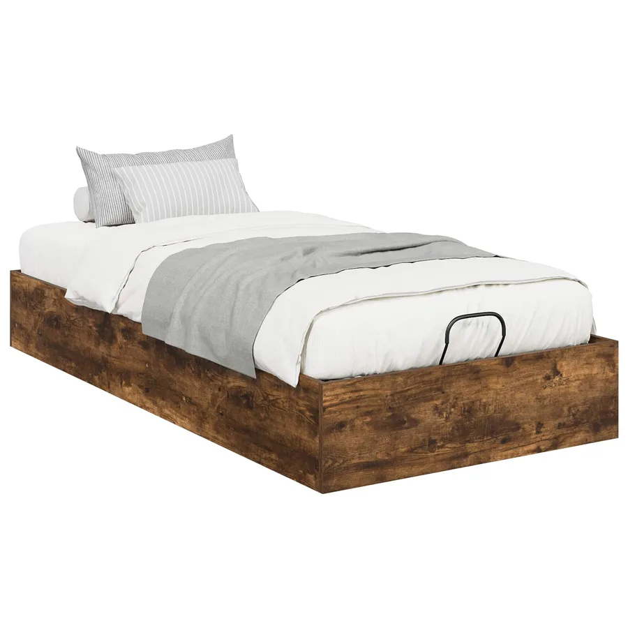 Cadre de lit ottoman Chêne Fumé 75,5 x 190 cm Bois d’ingénierie - 3
