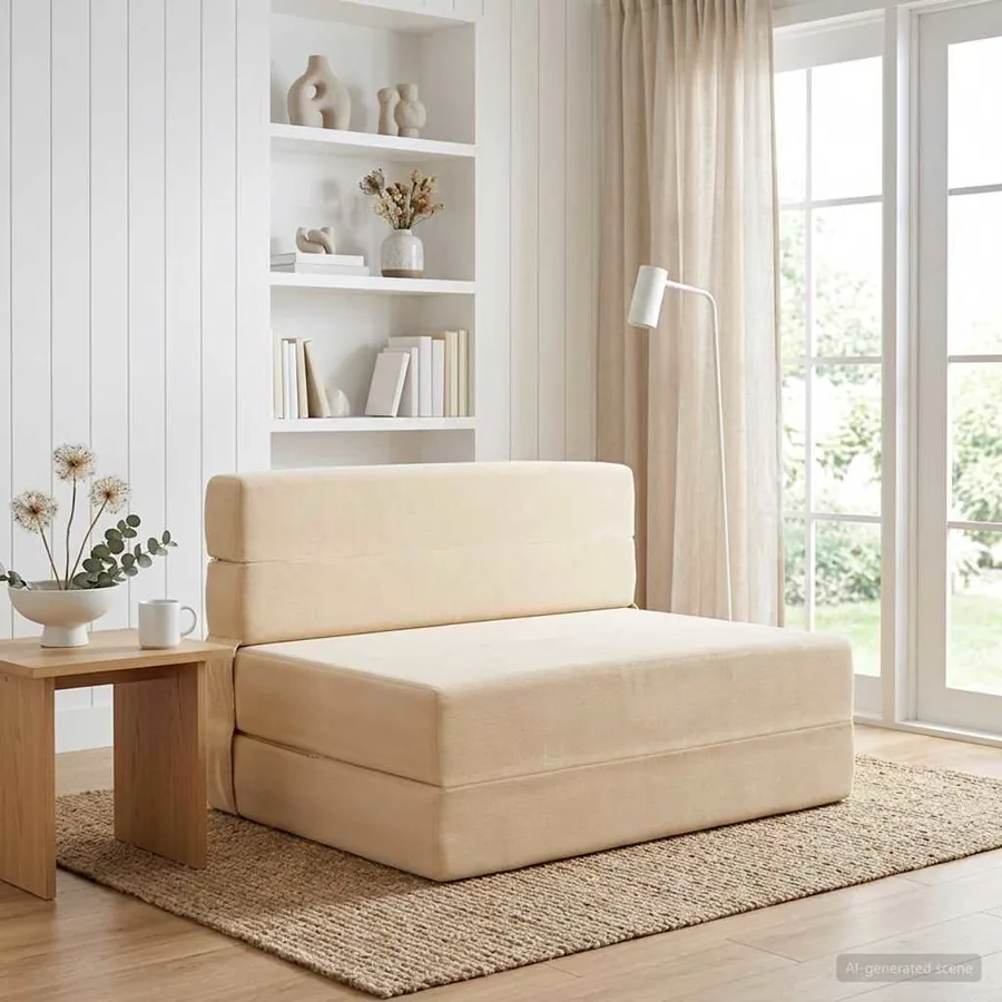 Canapé-lit pliable Crème 70 x 72 x 60 cm Tissu
