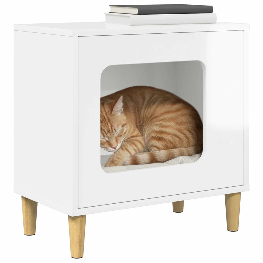 Maison pour chat Blanc Brillant 51 x 30 x 52 cm - 3