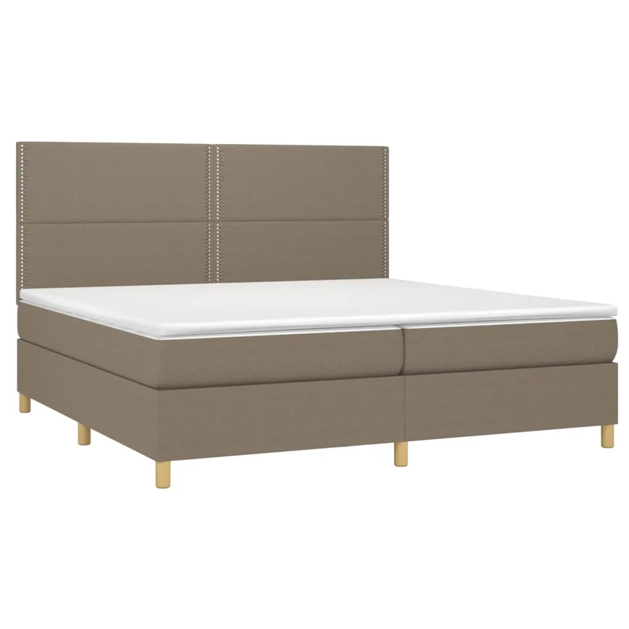 Sommier à lattes de lit et matelas et LED Taupe 200x200cm Tissu - 3