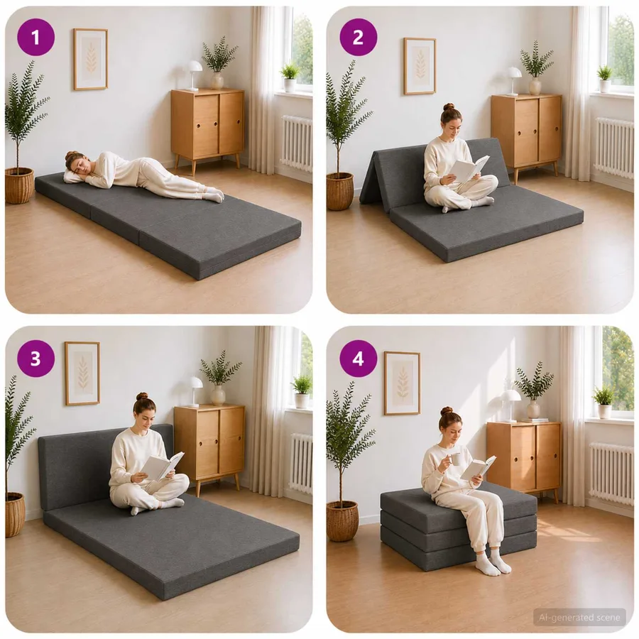 Canapé-lit pliable 90 x 67 x 45 cm Gris foncé - 9