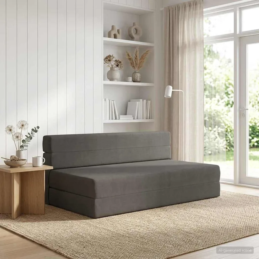 Canapé-lit pliable Gris foncé 152 x 86,5 x 60 cm Tissu