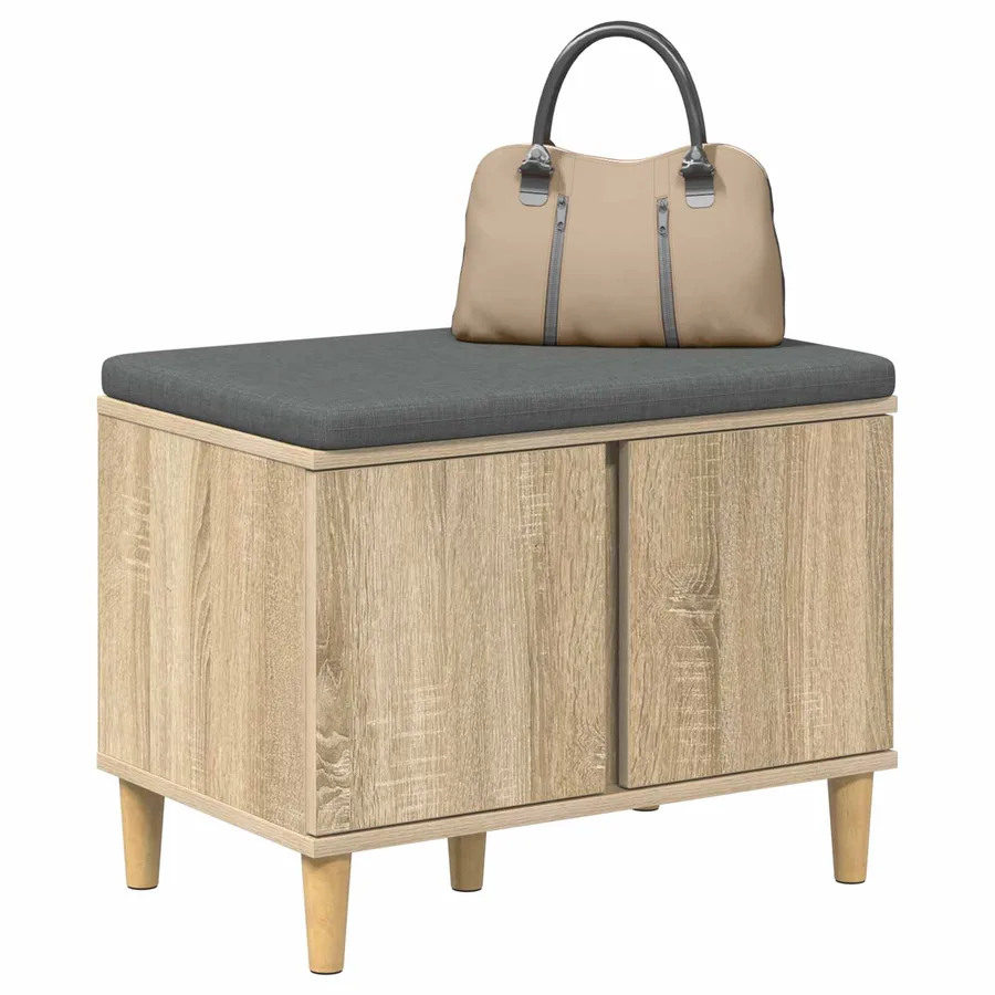 Banc d'entrée avec coussin Chêne Sonoma 60 x 38 x 46 cm - 3